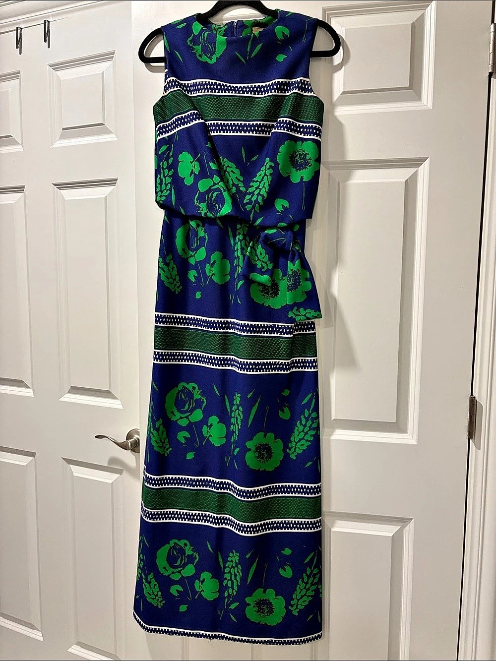Leslie Fay Floral Maxi Dress in Blue & Green